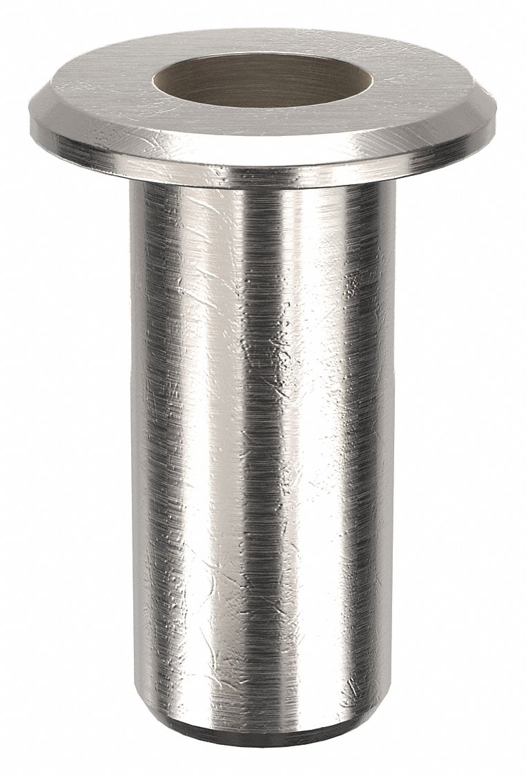 RIVET NUT, #6-32 THREAD, 7/16 IN OVERALL L, 3/16 IN INSERT DIA, ALUMINUM, PLAIN FINISH, 100 PK