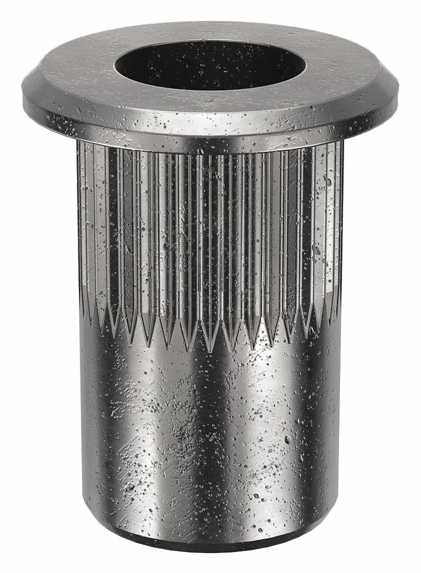 RIVET NUT, #10-32 THREAD, 31/64 IN OVERALL L, 19/64 IN INSERT DIA, STEEL, PLAIN, STEEL, 100 PK