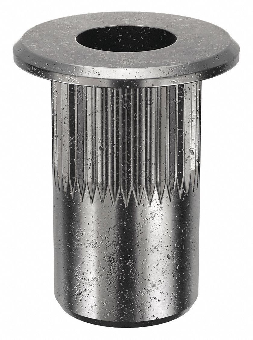 RIVET NUT, M4-0.70 THREAD, 11.6MM OVERALL L, 6.6MM INSERT DIA, STEEL, PLAIN, STEEL, 100 PK