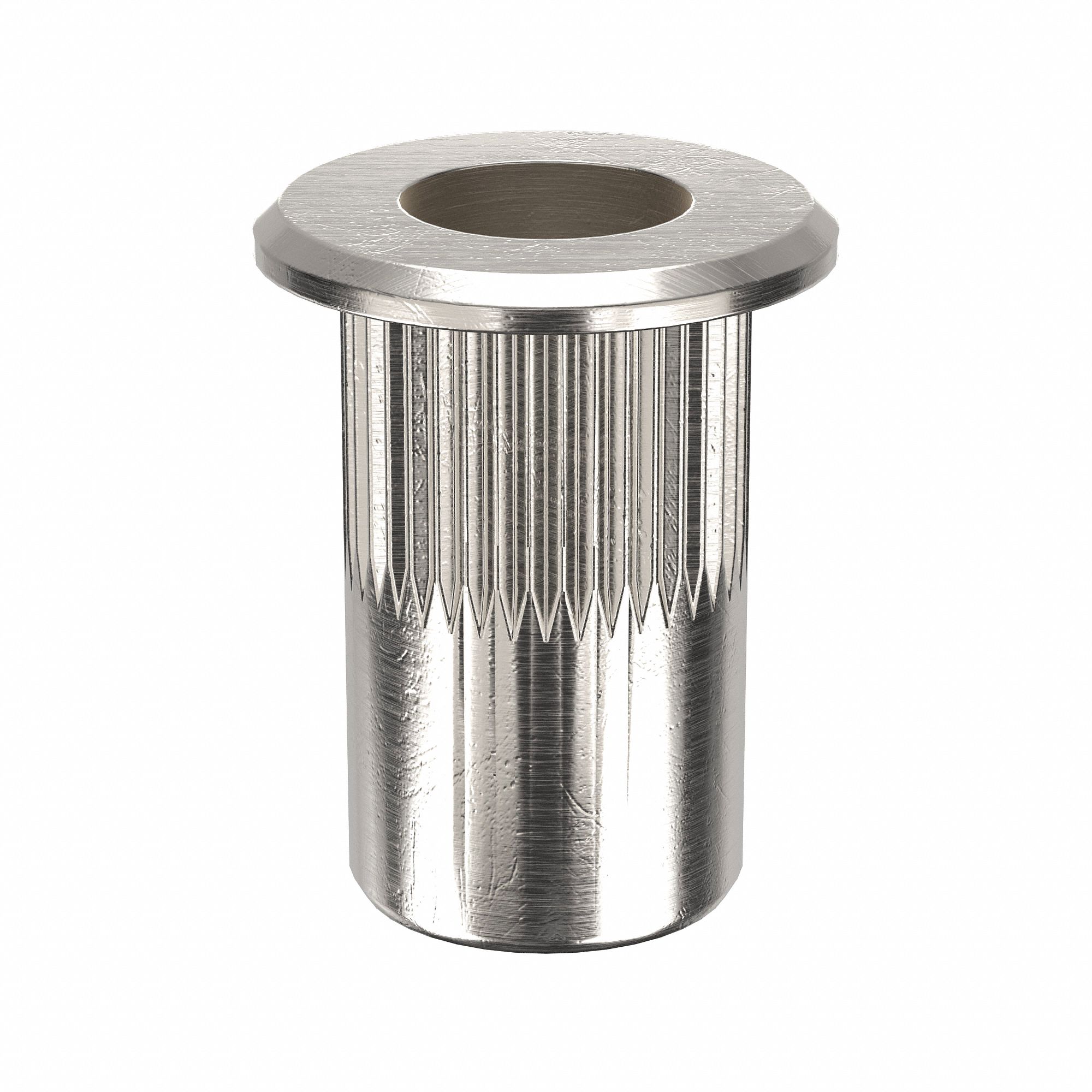 RIVET NUT, #10-32 THREAD, 31/64 IN OVERALL L, 19/64 IN INSERT DIA, ALUMINUM, PLAIN, 100 PK