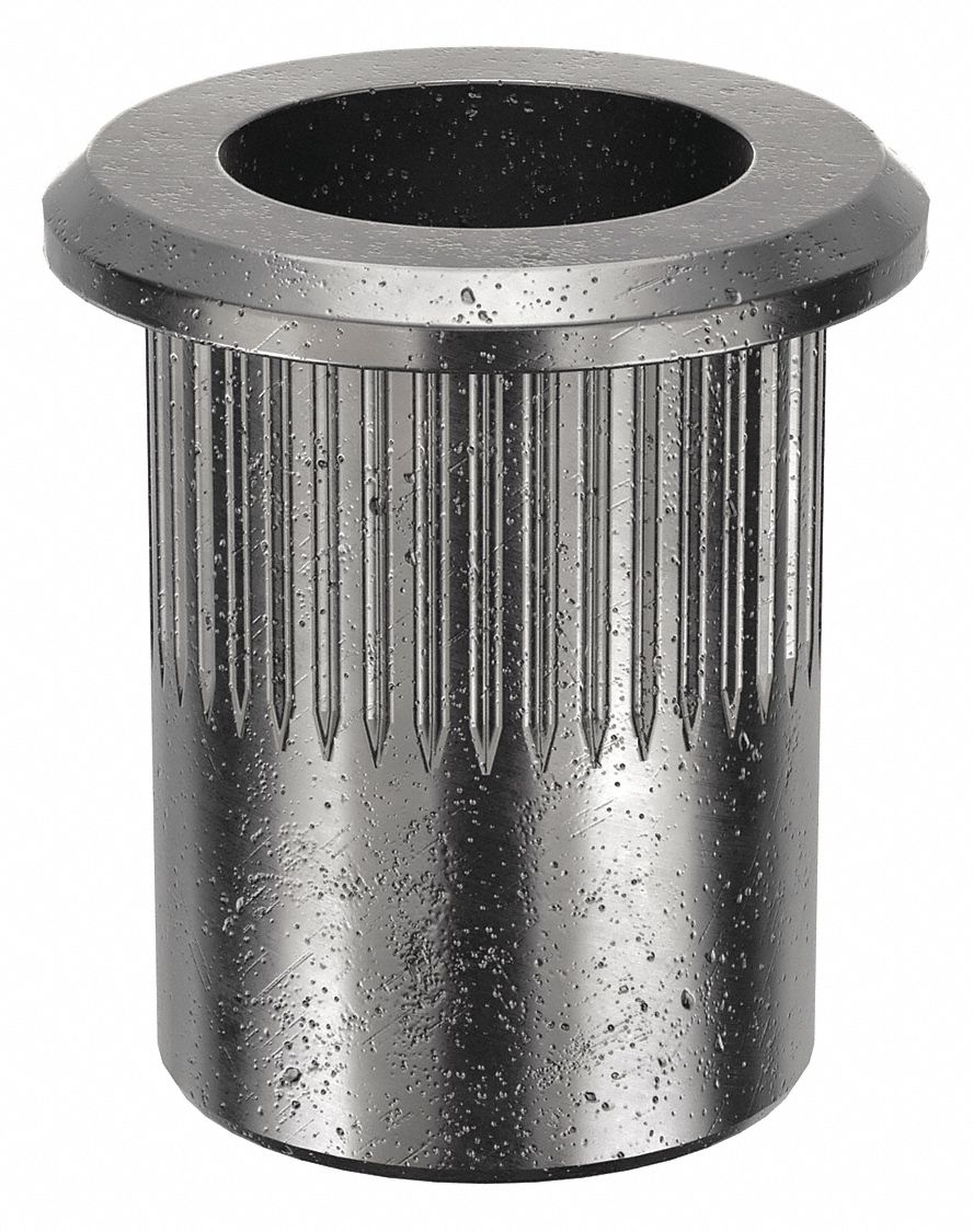 Rivet Nut: 3/8"-16 Thread Size, 11/16 in Overall Lg, 17/32 in Insert Dia, Steel, Zinc-Plated, 25 PK
