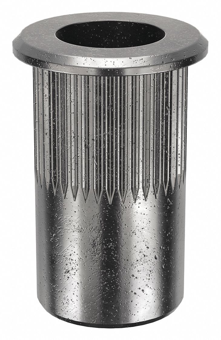 RIVET NUT, ¼"-20 THREAD, 11/16 IN OVERALL L, 25/64 IN INSERT DIA, STEEL, PLAIN, STEEL, 40 PK