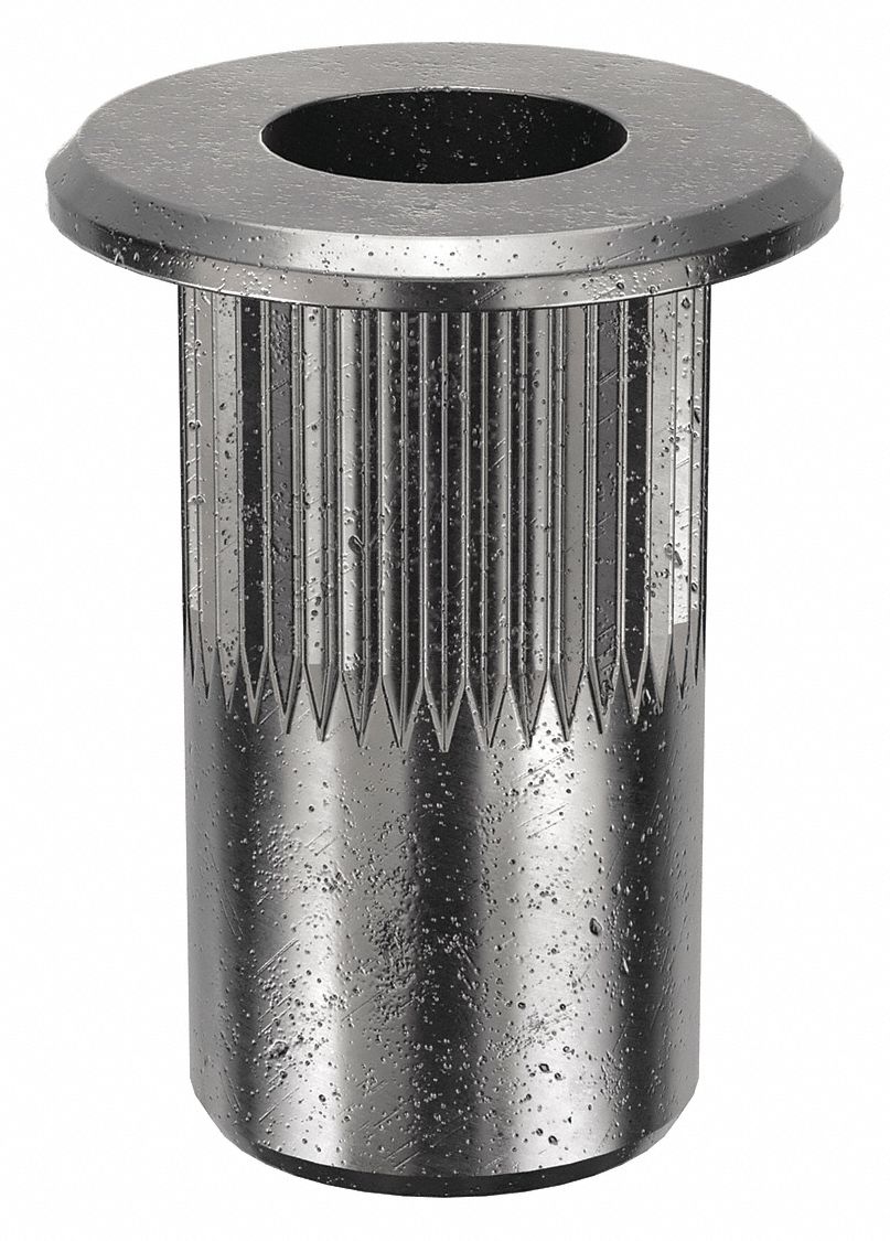 RIVET NUT, #8-32 THREAD, 31/64 IN OVERALL L, 17/64 IN INSERT DIA, STEEL, PLAIN, STEEL, 50 PK