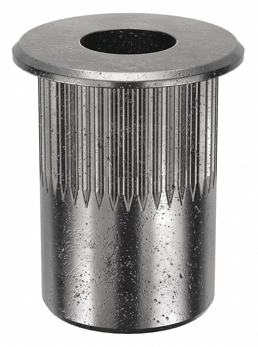 Rivet Nut: M6-1.00 Thread Size, 14.6 mm Overall Lg, 9.9 mm Insert Dia, Steel, Zinc-Plated, 50 PK