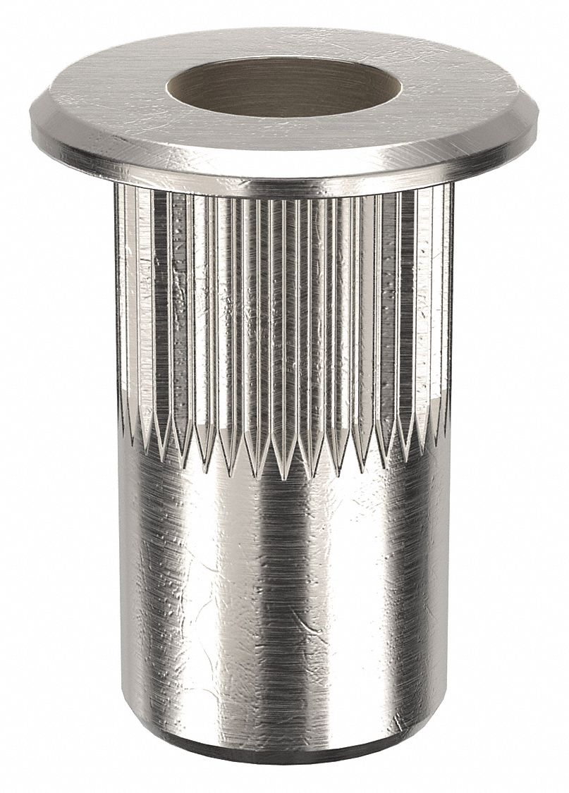 Rivet Nut: #8-32 Thread Size, 31/64 in Overall Lg, 17/64 in Insert Dia, Aluminum, Plain, 50 PK