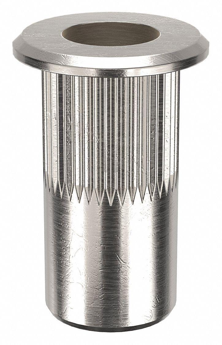RIVET NUT, #10-24 THREAD, 19/32 IN OVERALL L, 19/64 IN INSERT DIA, ALUMINUM, PLAIN, 50 PK