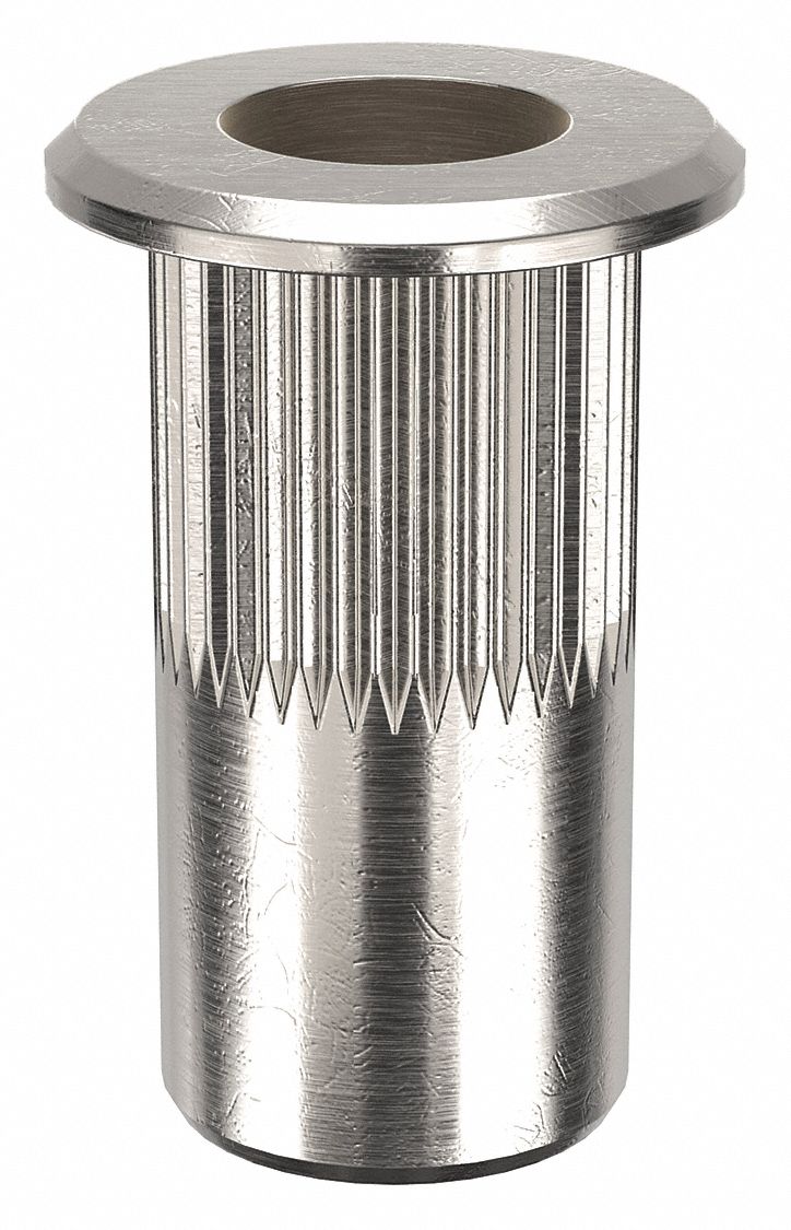RIVET NUT, #10-32 THREAD, 19/32 IN OVERALL L, 19/64 IN INSERT DIA, ALUMINUM, PLAIN, 50 PK