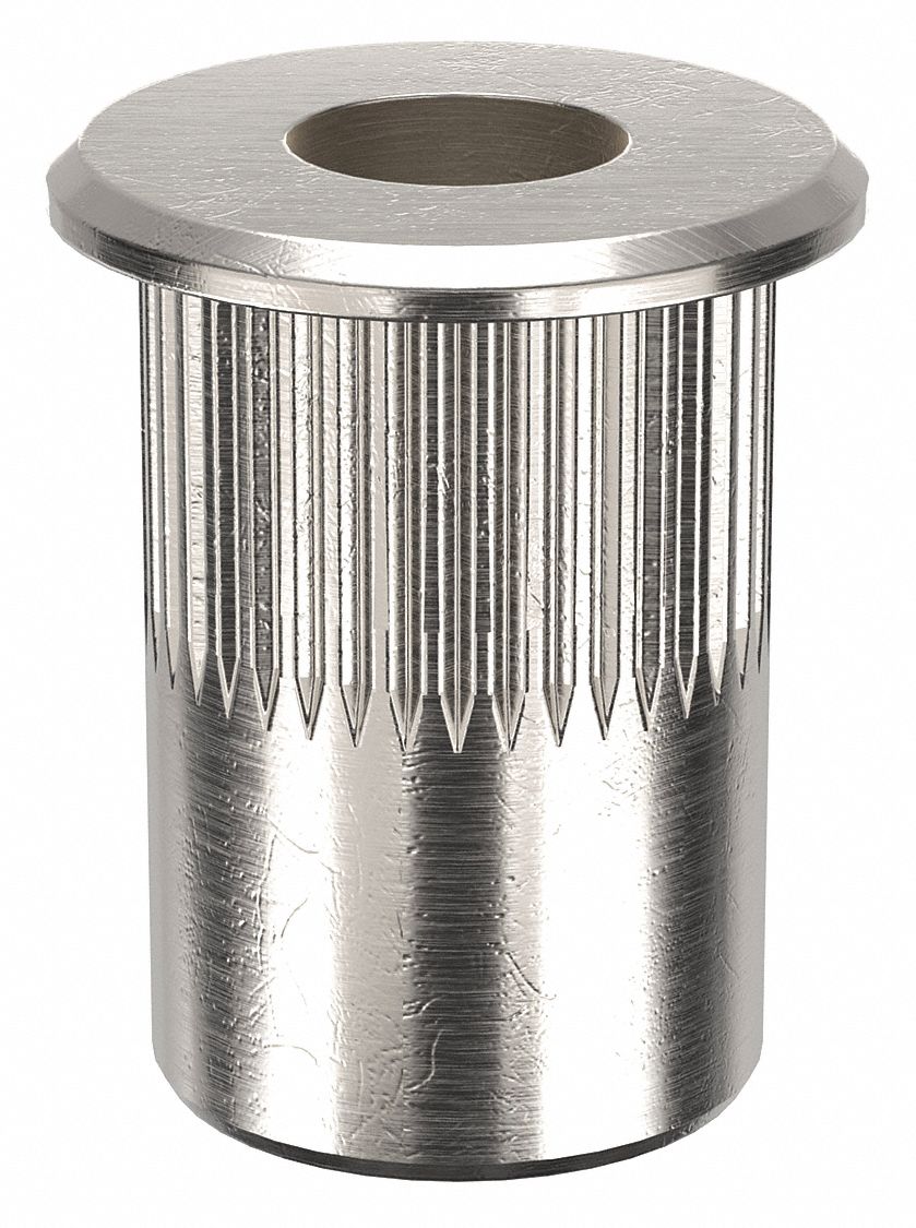 ÉCROU À RIVET,M6-1,00,14,5 MM,DIA L TOTAL,9,9 MM DIA DE L'INSERT,ACIER,PLAT,50PQ