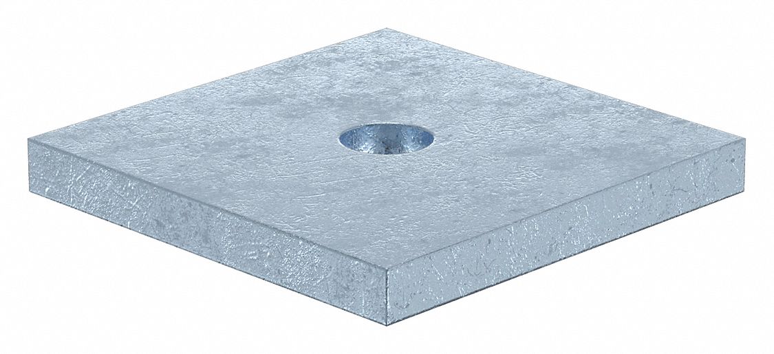 Rivet Washer: Square, Zinc-Plated, Steel, 3/32 in Inside Dia, 1/2 in Lg, 1/2 in Wd, 500 PK