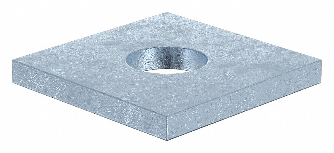 Rivet Washer: Square, Zinc-Plated, Steel, 3/16 in Inside Dia, 1/2 in Lg, 1/2 in Wd, 500 PK