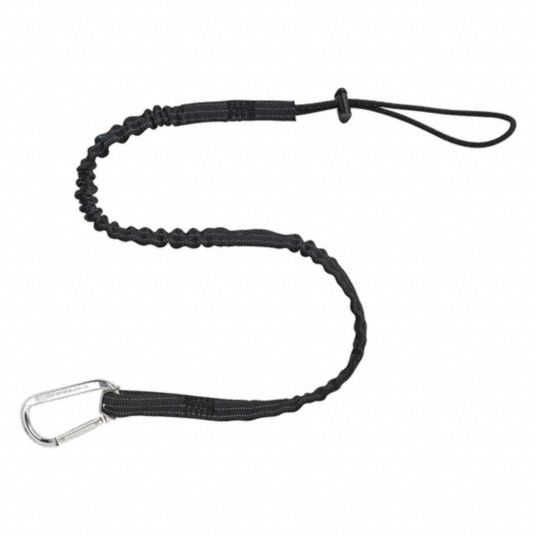 ERGODYNE Shock Absorbing Tool Lanyard: Black, Carabiner, Aluminum, Hand  Tools