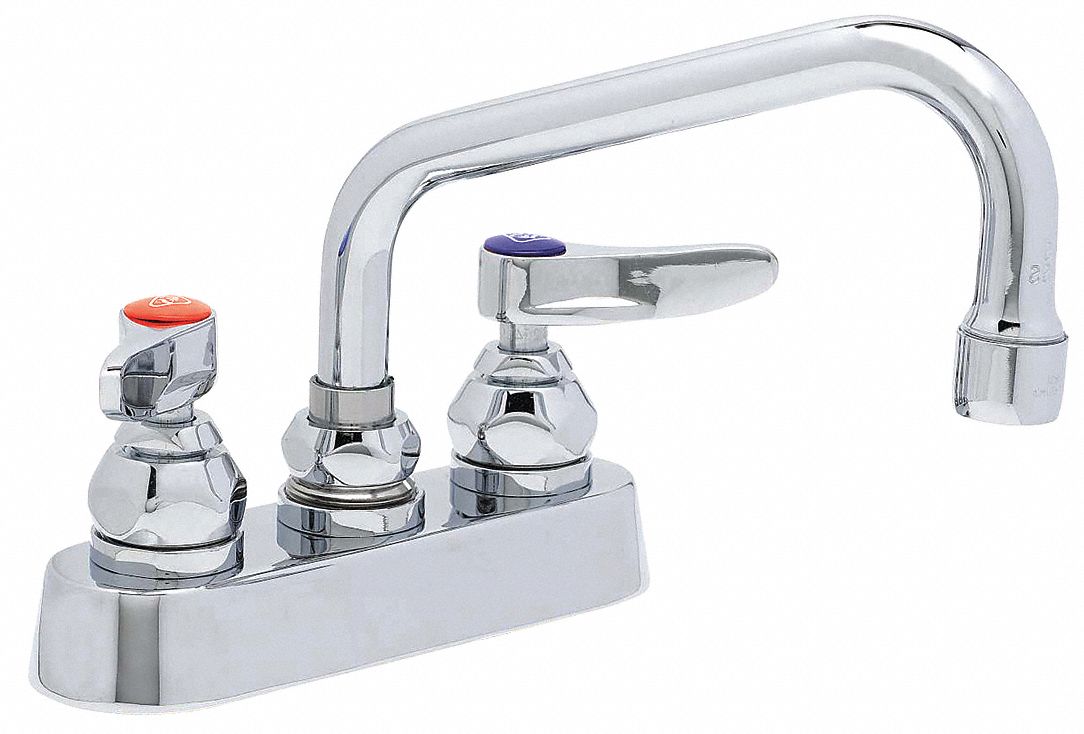 LOW ARC LAUNDRY SINK FAUCET: T&S, CHROME FINISH, 2.2 GPM FLOW RATE, 6 IN SPOUT L, ADA