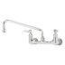 Low-Arc-Spout Dual-Lever-Handle Two-Hole Widespread Wall-Mount Laundry Sink Faucets