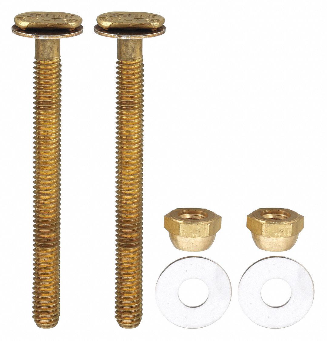 Bolts: Universal, Brass, 5/16 in Overall Dia, 3 1/2 in Overall Lg, 3/8 in Overall Wd