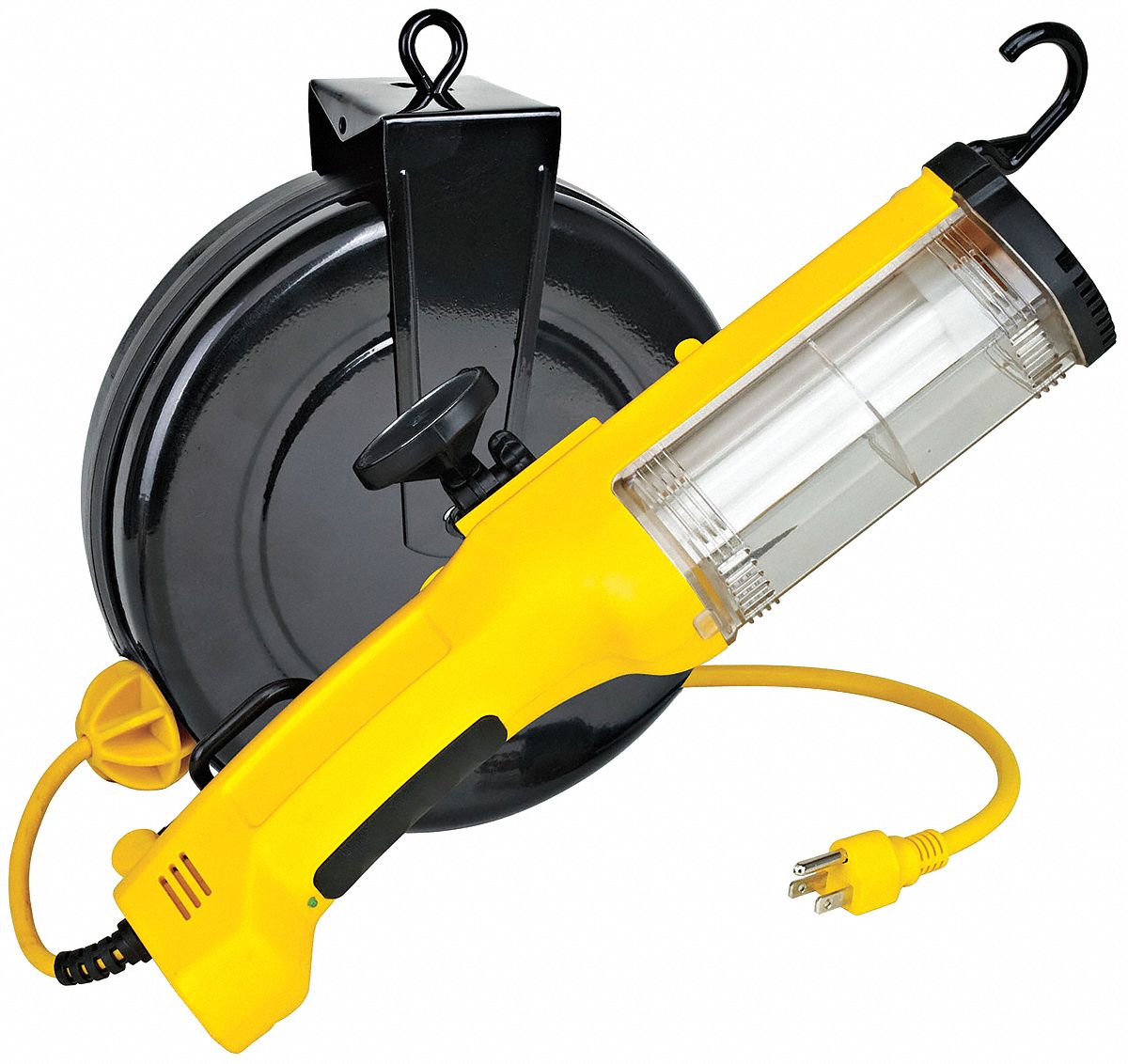 Extension Cord Reel with Hand Lamp, Fluorescent Lamp with Receptacle