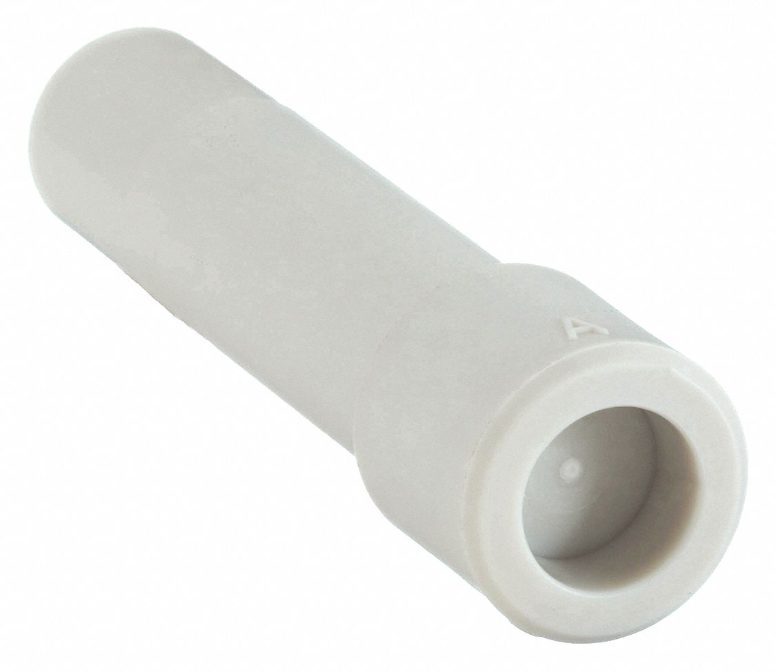 PLUG: PBT, TUBE STEM, FOR 8 MM TUBE OUTSIDE DIAMETER, WHITE, 39 MM OVERALL LG