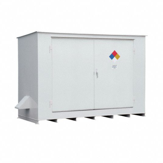 DENIOS Hazmat Safety Locker Drums, Vertical, 10 Drum Capacity, 145 1/4