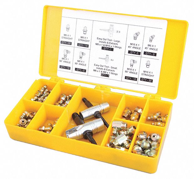 WESTWARD, Std Grease Fitting, M10x1/M6x1/M8x1 Thread Size, Grease