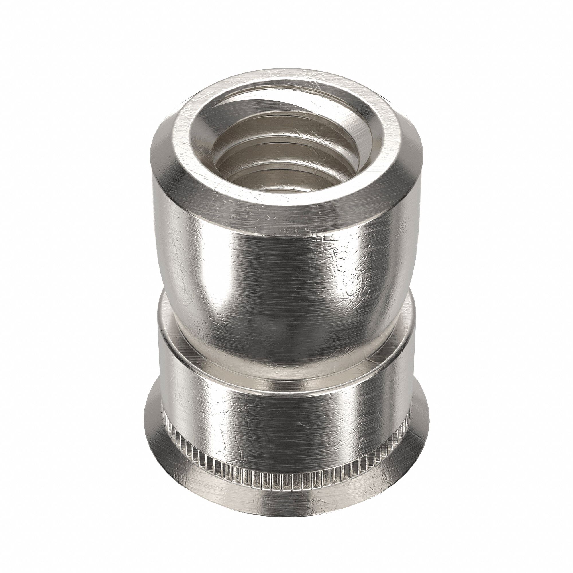 NUT INSERT, #8-32 THREAD, 23/64 IN OVERALL L, ¼ IN INSERT DIA, ALUMINUM, PLAIN FINISH, 100 PK