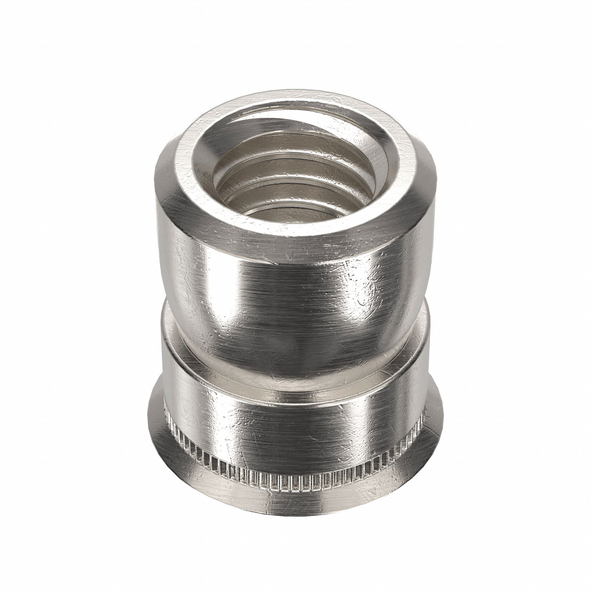 NUT INSERT, #10-32 THREAD, 11/32 IN OVERALL L, 9/32 IN INSERT DIA, ALUMINUM, PLAIN, 100 PK