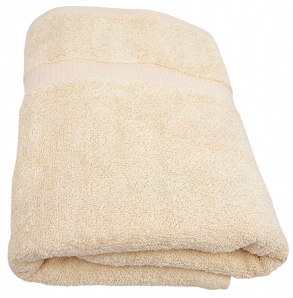 R & R TEXTILE Bath Towel Beige, 24 in Wd, 50 in Lg, 12 PK 5NWR0X01140 Grainger