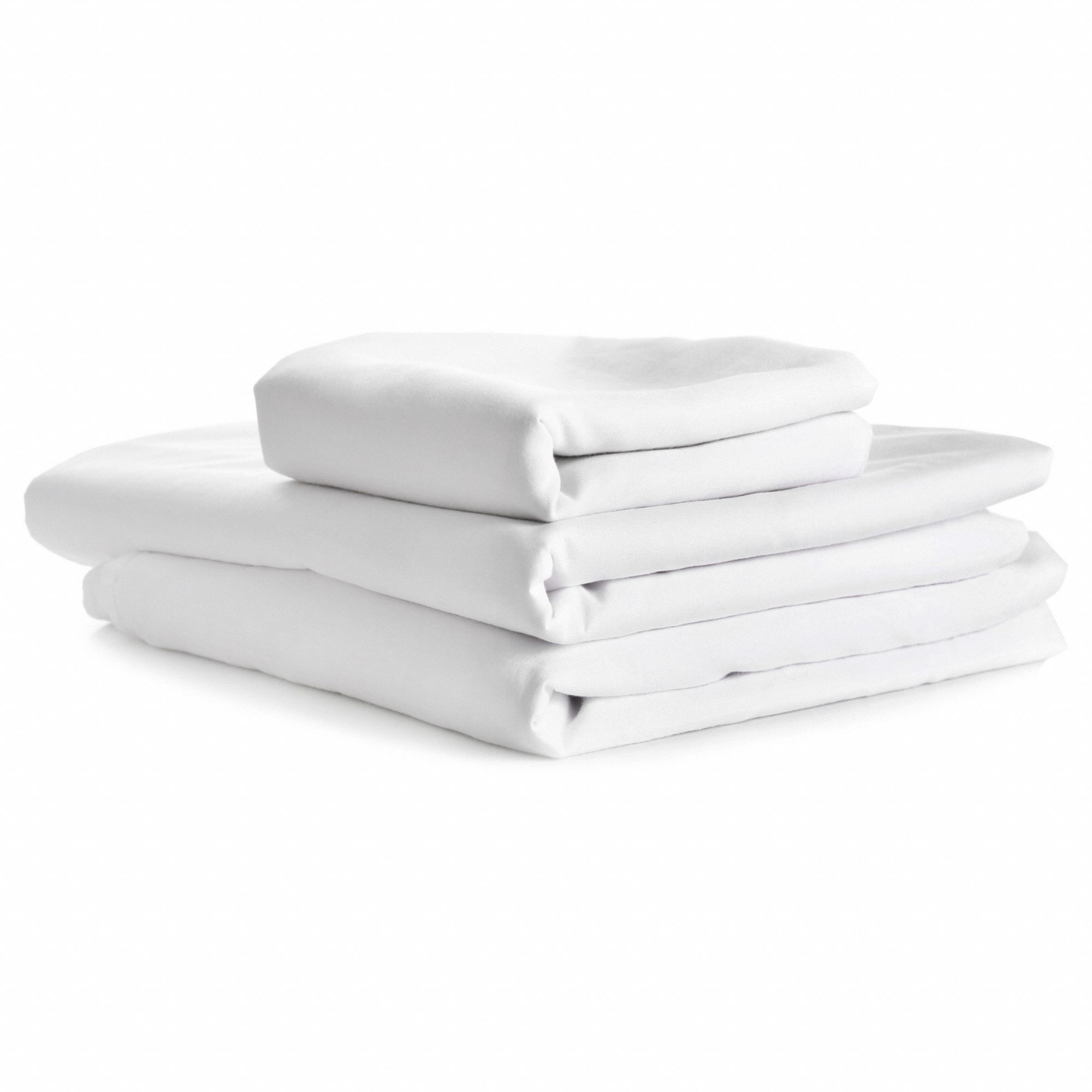 Flat Sheet: Twin, 104 in Overall Lg, 66 in Overall Wd, T180, White, Sewn Corner