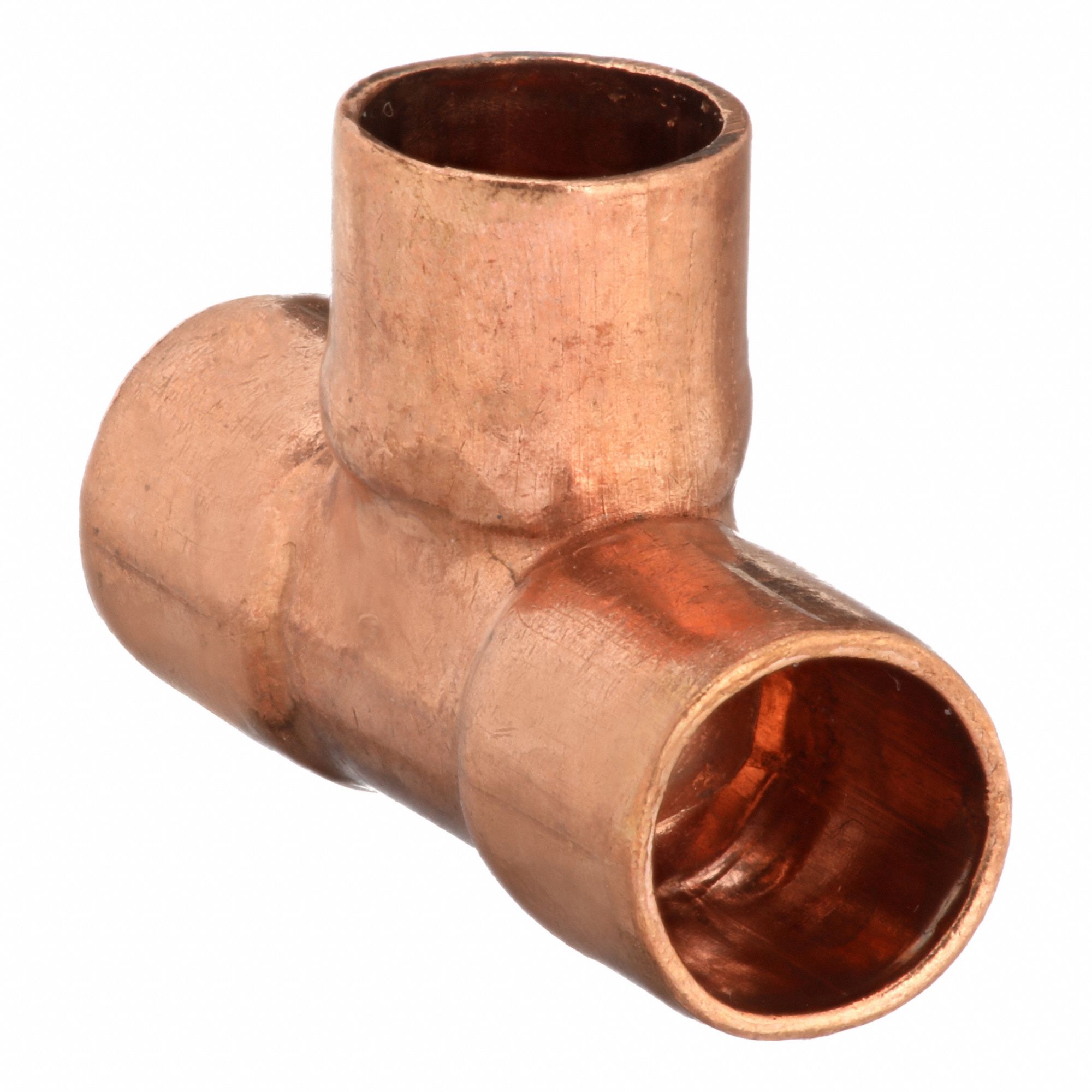 Sweat Fitting Tee: 1/4 in CTS x 1/4 in CTS x 1/4 in CTS, Cup x Cup x Cup, Wrot Copper