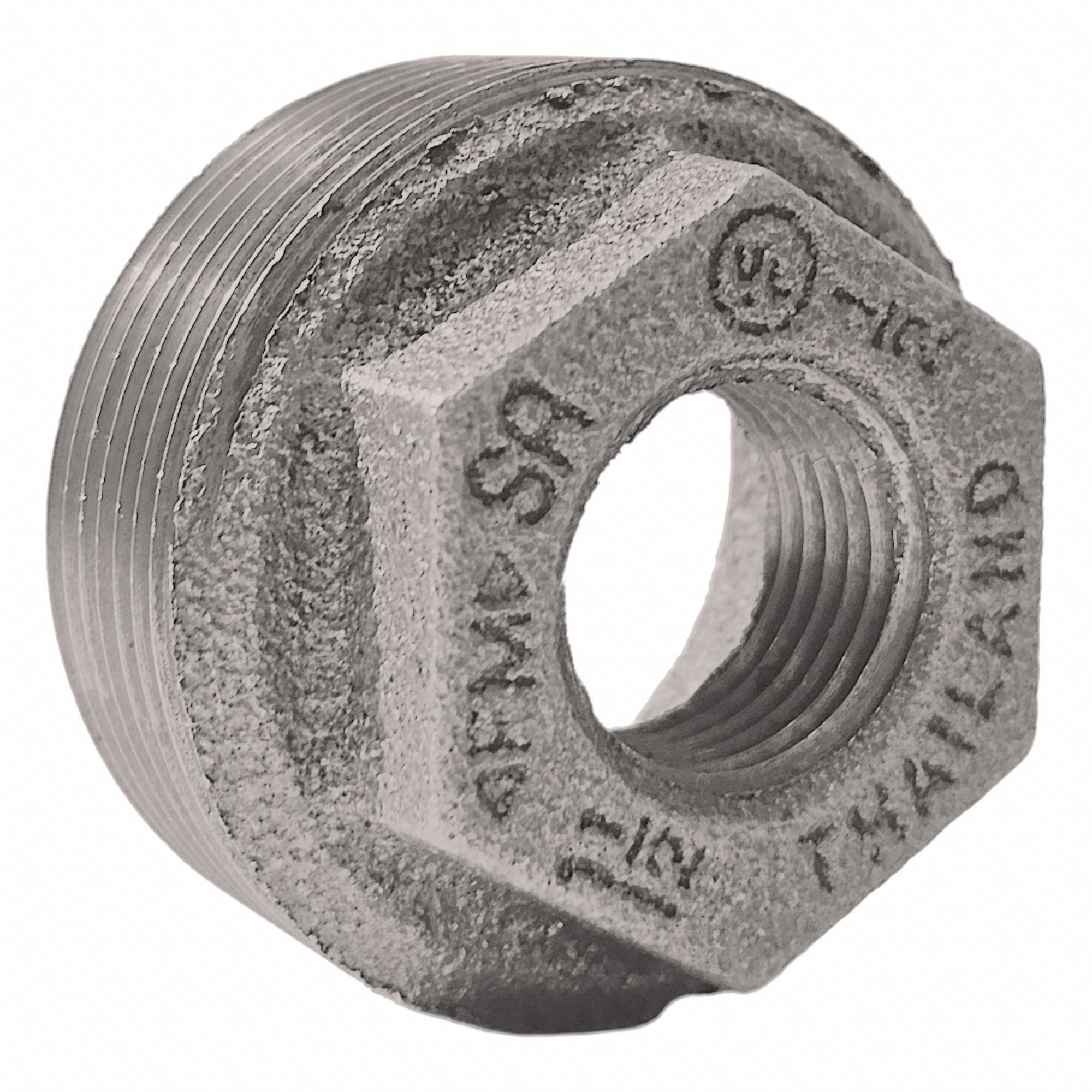 HEX BUSHING: MALLEABLE IRON, 1&frac12; IN X &frac12; IN FITTING, MALE NPT X FEMALE NPT, CLASS 150