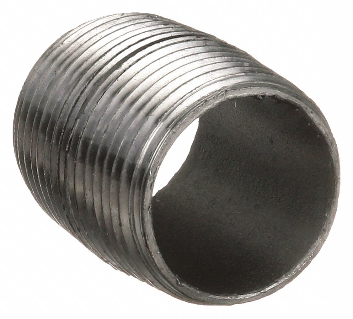 NIPPLE: BLACK STEEL, 1½ IN NOMINAL PIPE SIZE, 1¾ IN L, FULLY THREADED, SCHEDULE 40, WELDED