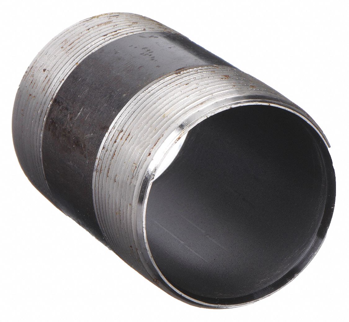 NIPPLE: BLACK STEEL, ½ IN NOMINAL PIPE SIZE, 2 IN L, BOTH ENDS THREADED, SCHEDULE 40, WELDED