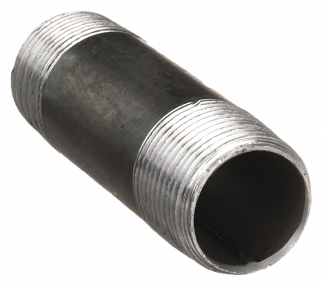 NIPPLE: BLACK STEEL, ¼ IN NOMINAL PIPE SIZE, 4 IN L, BOTH ENDS THREADED, SCHEDULE 40, WELDED