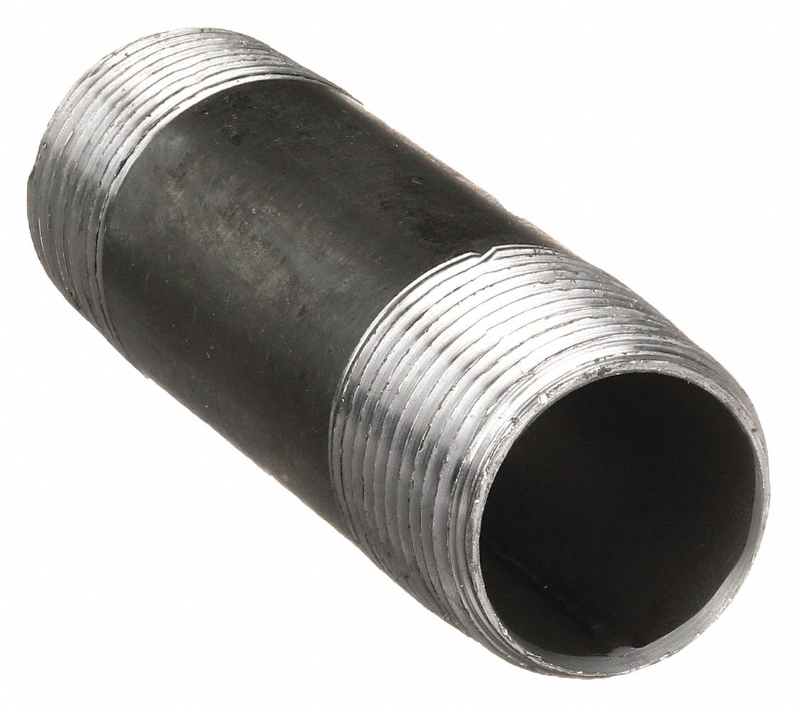 NIPPLE: BLACK STEEL, ¾ IN NOMINAL PIPE SIZE, 4 IN L, BOTH ENDS THREADED, SCHEDULE 40, WELDED