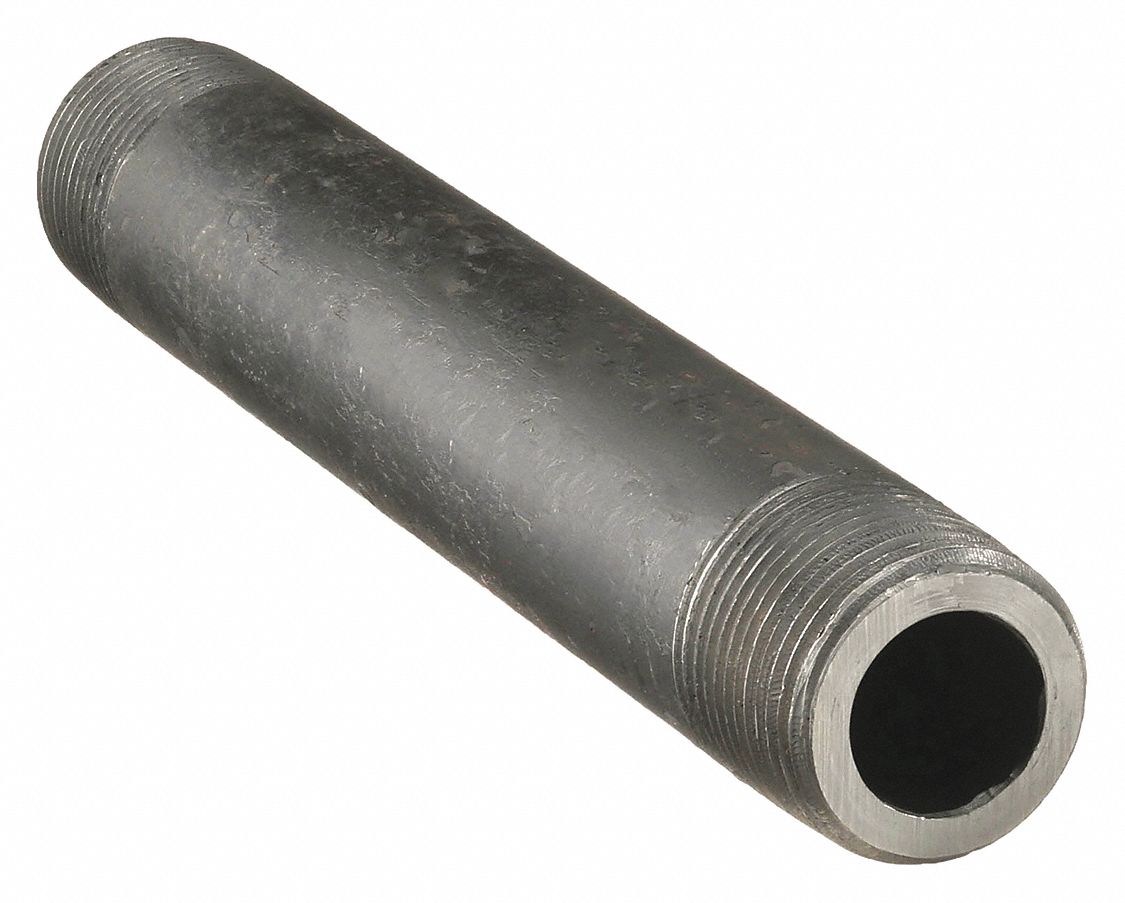 NIPPLE: BLACK STEEL, 3 IN NOMINAL PIPE SIZE, 12 IN L, BOTH ENDS THREADED, SCHEDULE 40, WELDED