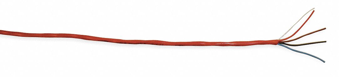 Fire Alarm Cable: 1, 000 ft Cable Lg, Plenum, Plenum, PVC, PVC, Red, PVC, 4 Conductors, 0 Pairs