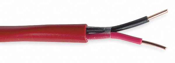 FIRE ALARM CABLE, 1,000 FT CABLE L, RISER, RISER, S-R PVC, SEMI-RIGID PVC, RED, PVC, SOLID