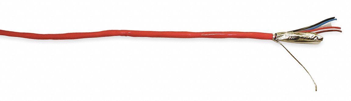 FIRE ALARM CABLE, 500 FT CABLE L, RISER, RISER, S-R PVC, SEMI-RIGID PVC, RED, PVC, SHIELDED