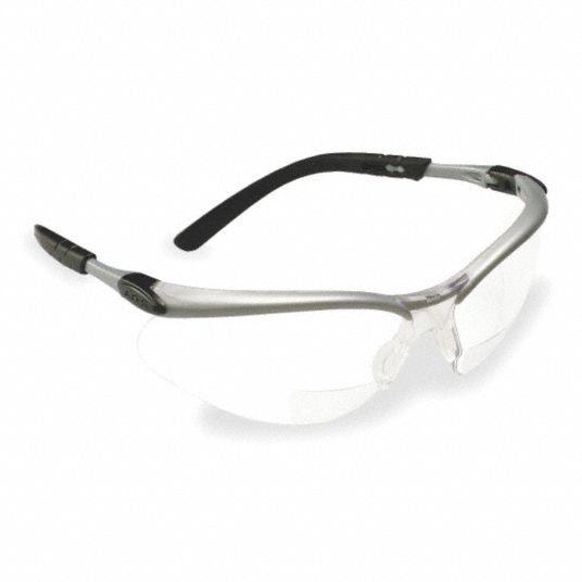 3M Bifocal Safety Reading Glasses AntiFog, Wraparound Frame, Half