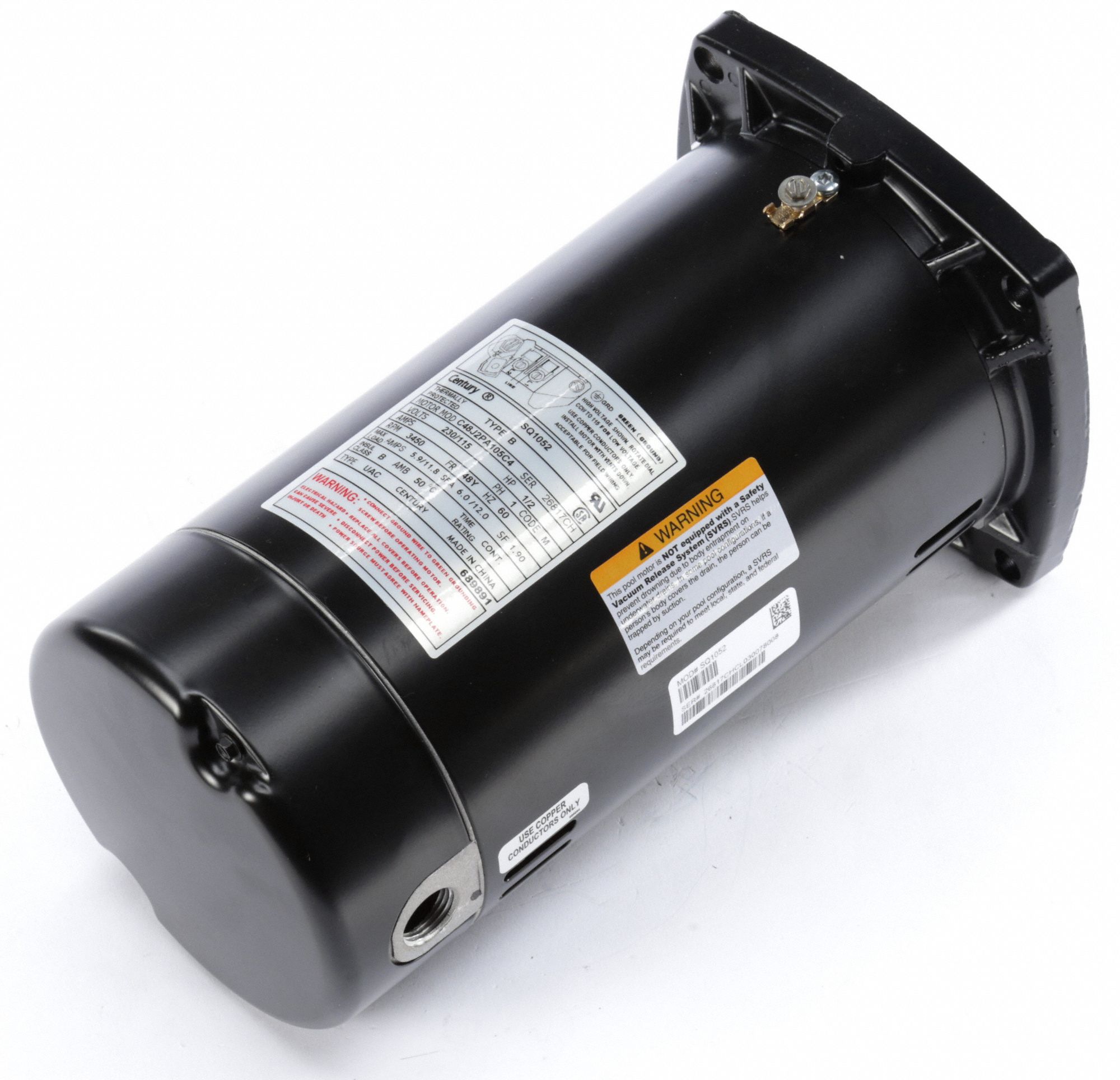 CENTURY Pool Pump Motor, 1/2 HP, CapacitorStart/Run, Nameplate RPM