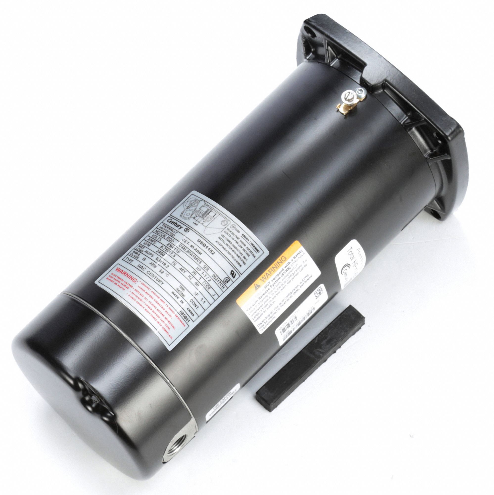 CENTURY 1 1/2 HP Square Flange Pool Pump Motor, CapacitorStart, 3450 Nameplate RPM, 115/230