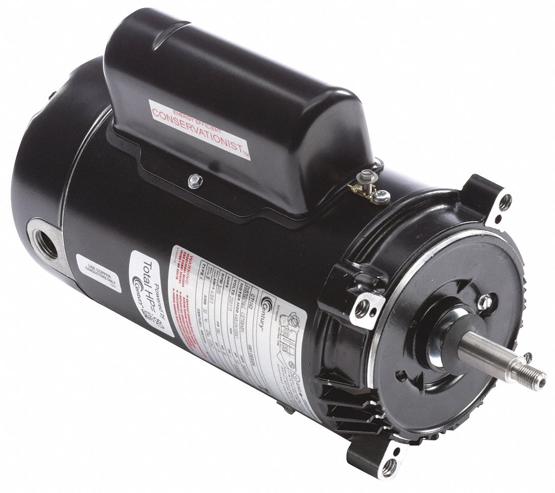 CENTURY 1/2 HP Pool and Spa Pump Motor, Capacitor-Start/Run, 115/230V ...