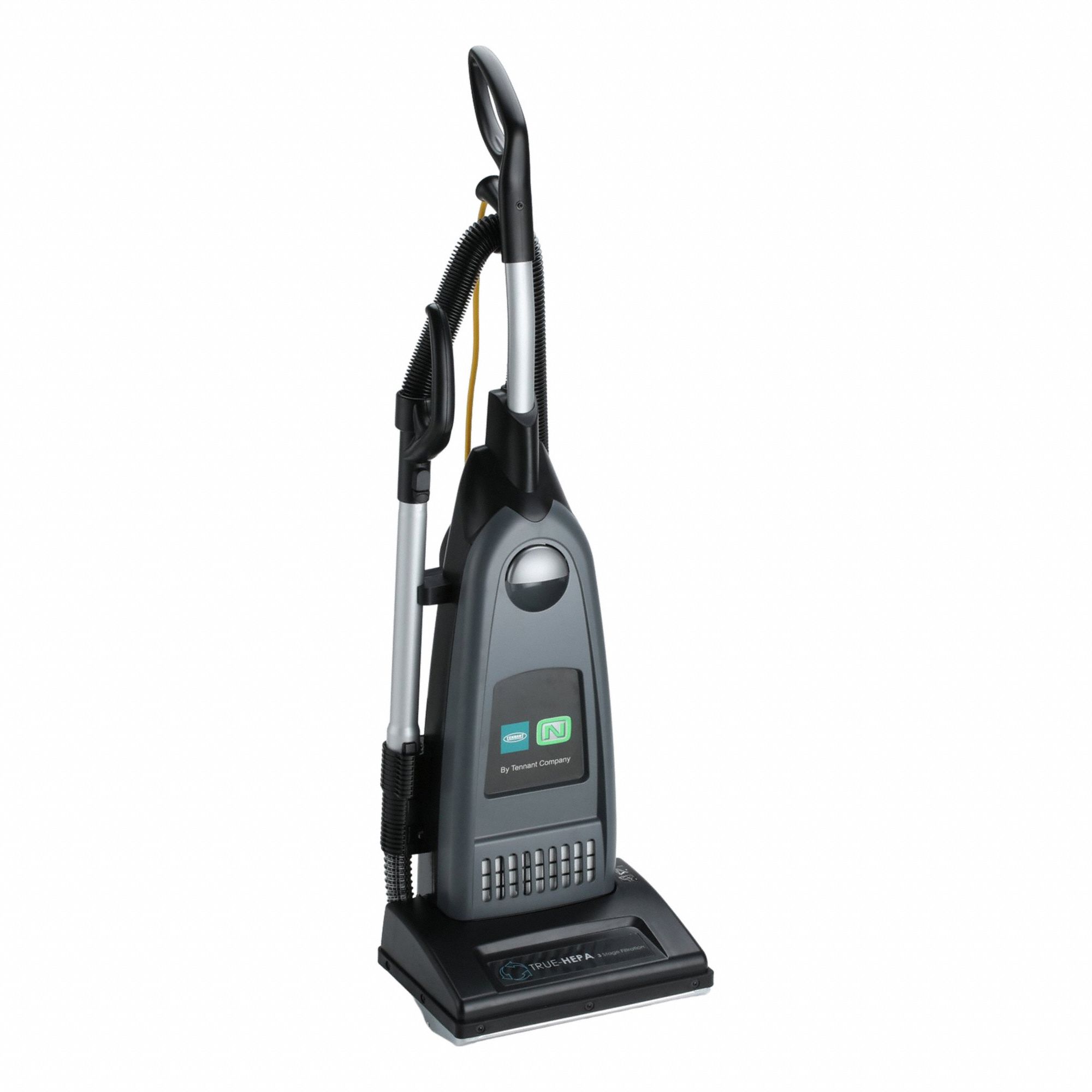 Upright Vacuum Cleaner: 14 in Cleaning Path Wd, 120 cfm Air Flow, 16 lb Wt, HEPA, Bag, Gray