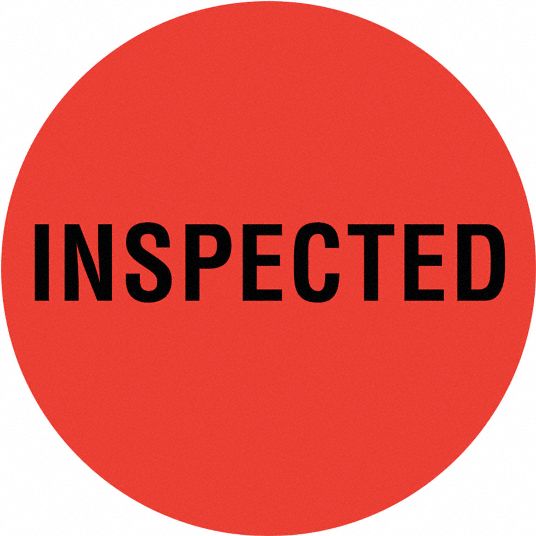 Inventory Control Label, Inspected, Red, Paper, PK 1000 - Grainger