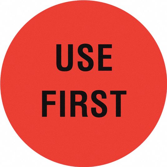 Inventory Control Label, Use First, Red, Paper, PK 1000 - Grainger