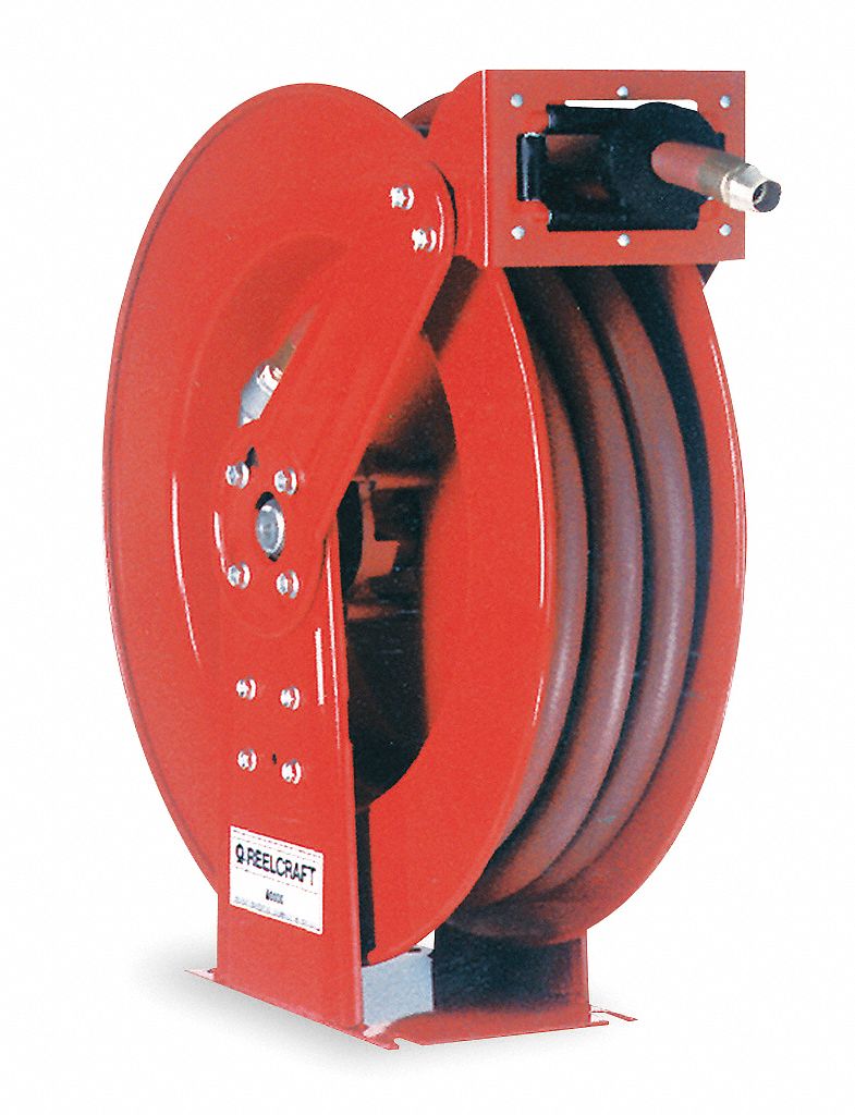 50 ft (3/4 in I.D.), 3/4 in MNPT, Spring Return Hose Reel - 5PG05