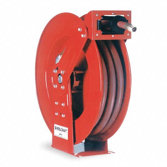 100 ft (3/8 in I.D.), 3/8 in MNPT, Spring Return Hose Reel - 5KPC1