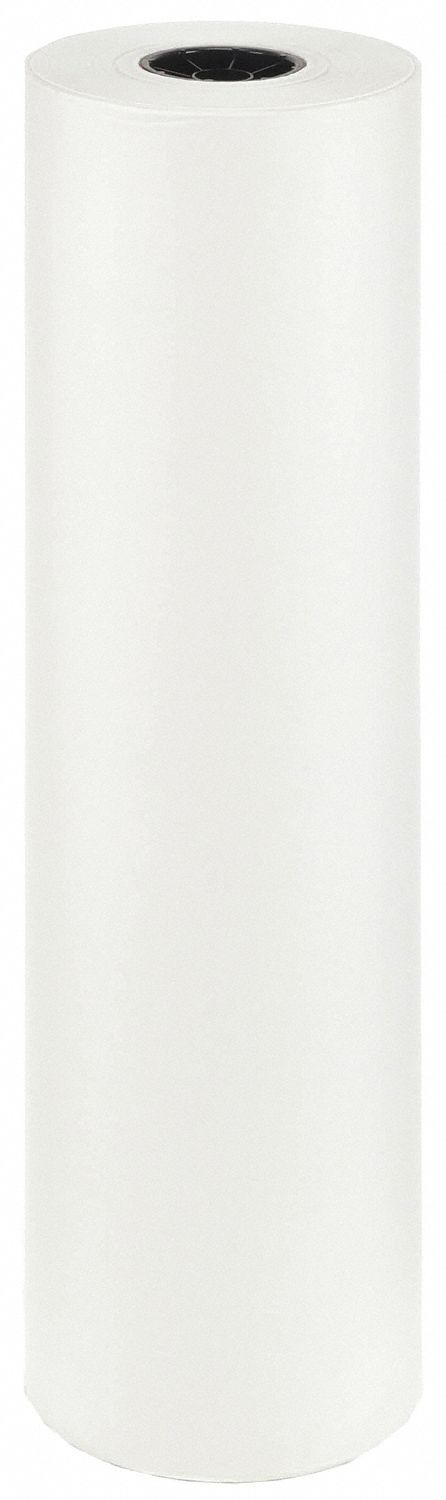 Butcher Paper: White, Light-Wt, 9 in Roll Dia, Home Compostable, No Fold, Paper