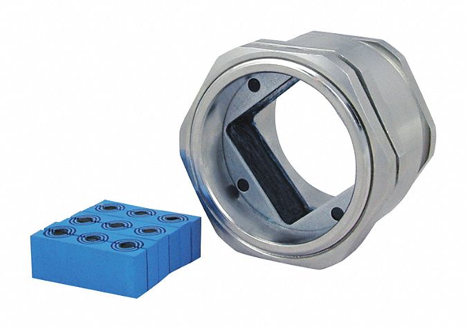 Cable Gland: 9 Ports, Brass, 0.138 in Compatible Cable or Pipe Dia - Min, 12/13/4/4X
