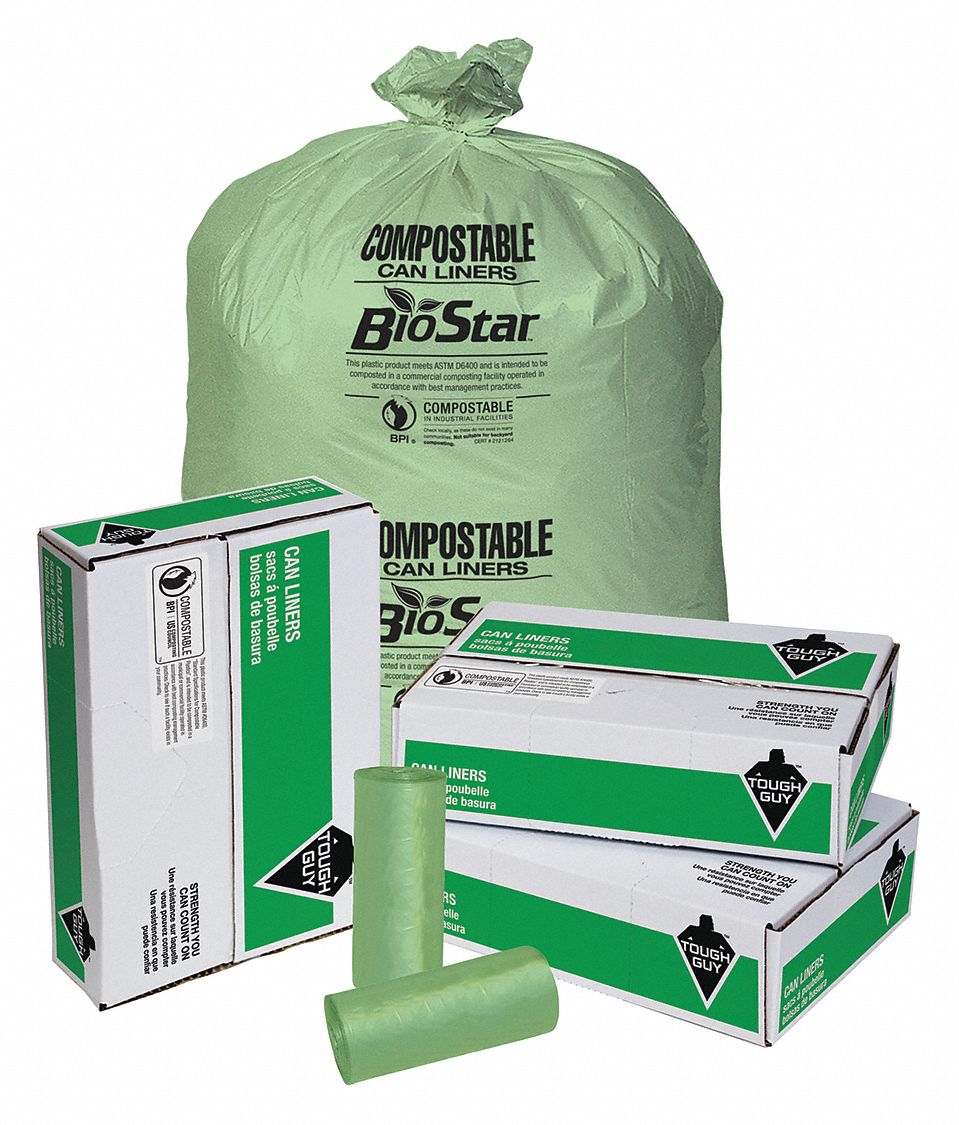 Bolsas de basura compostables color verde con asas 15 litros