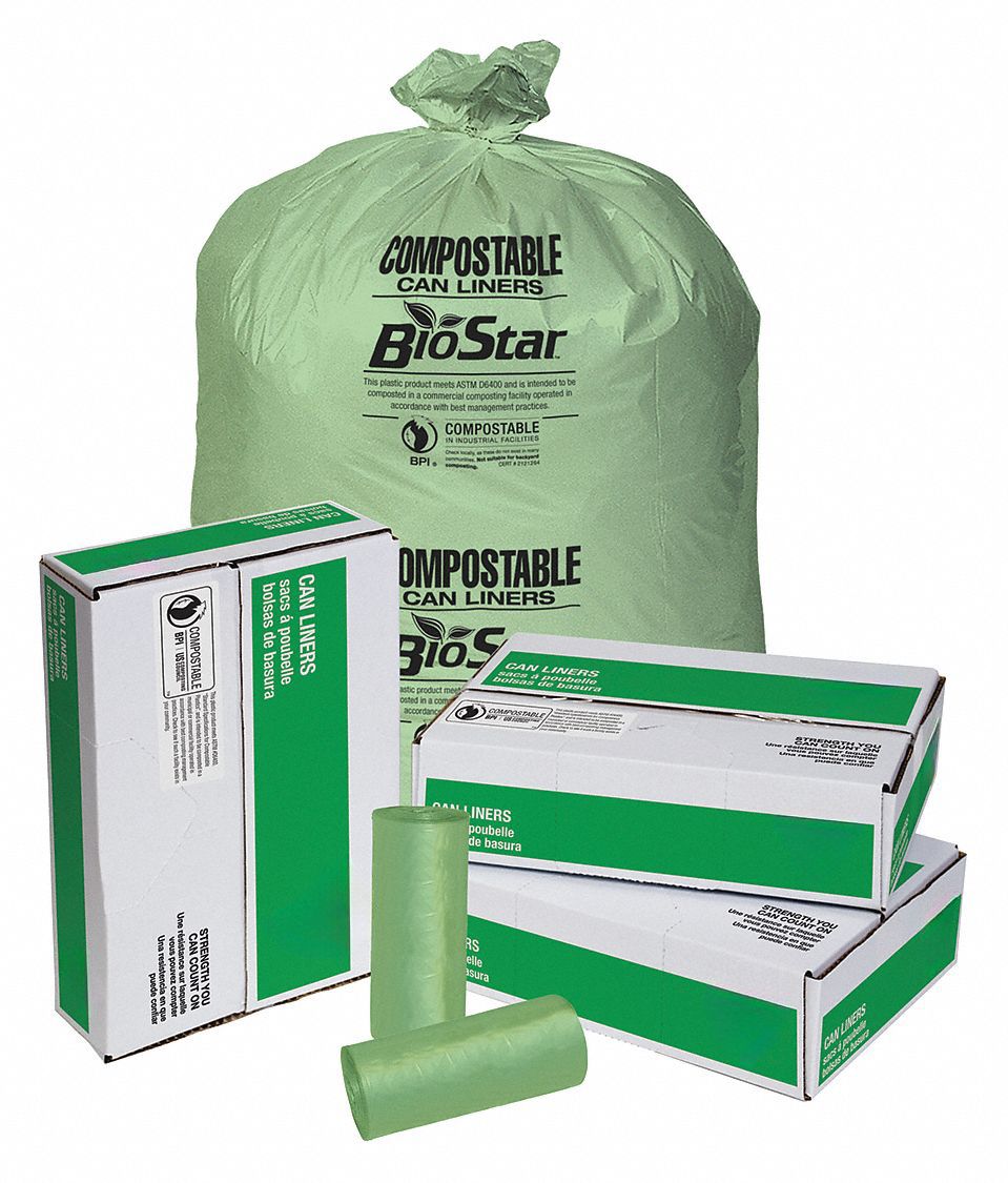 Compstble Trash Bags 30 gal Green PK150