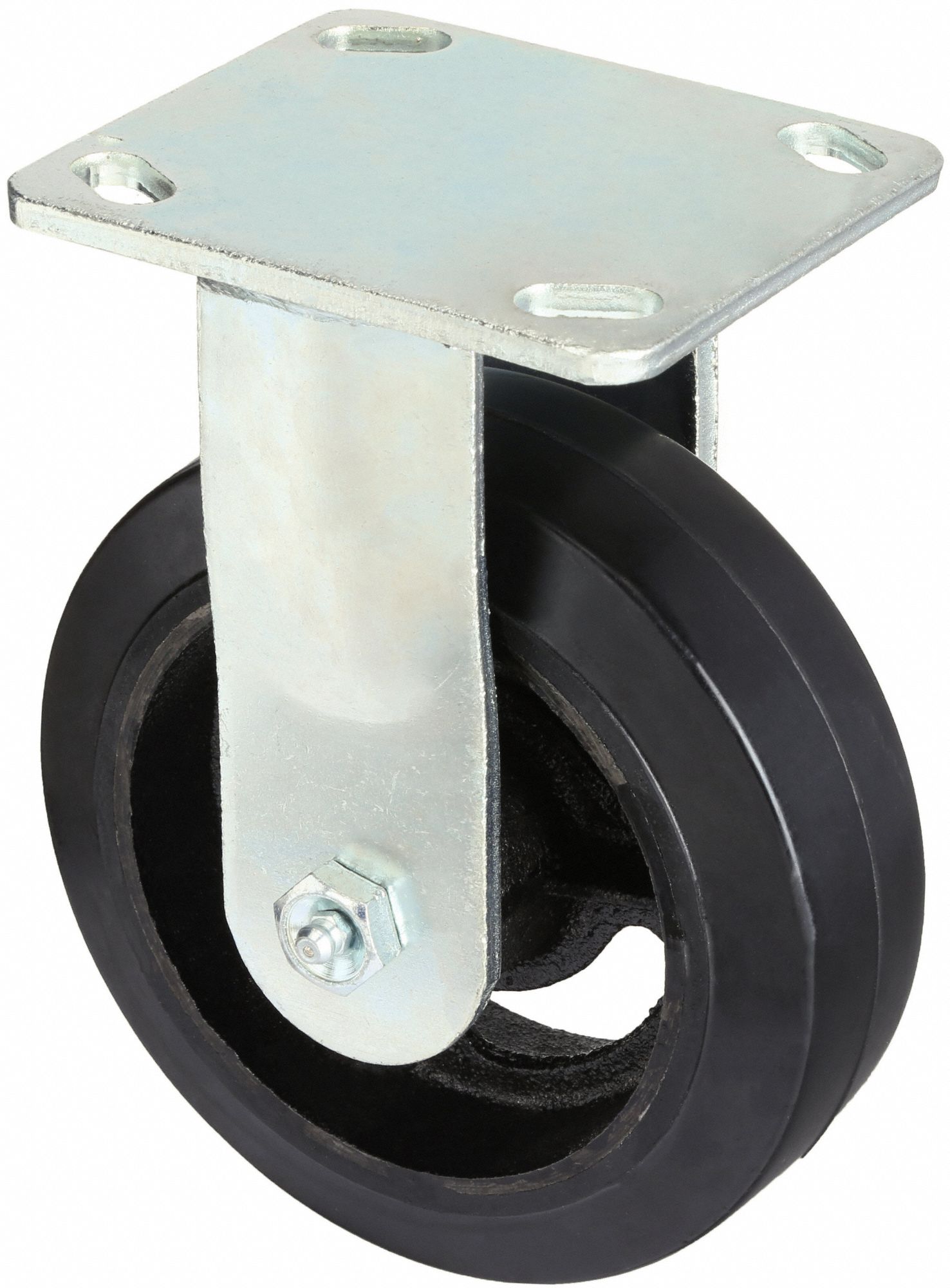 GRAINGER APPROVED Plate Caster Kit, Rigid, Swivel, Rubber, 2400 lb, 6